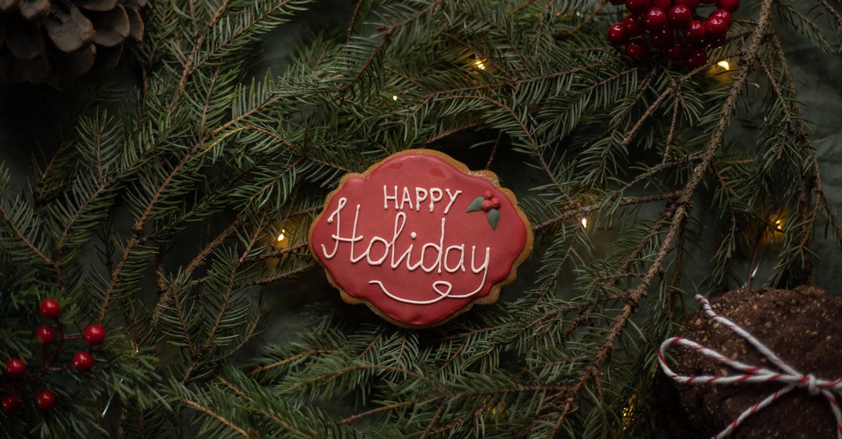 Why did they avoid Charlie's name in the film title Willy Wonka & the Chocolate Factory? - Happy Holiday inscription on biscuit on fir sprigs with garland
