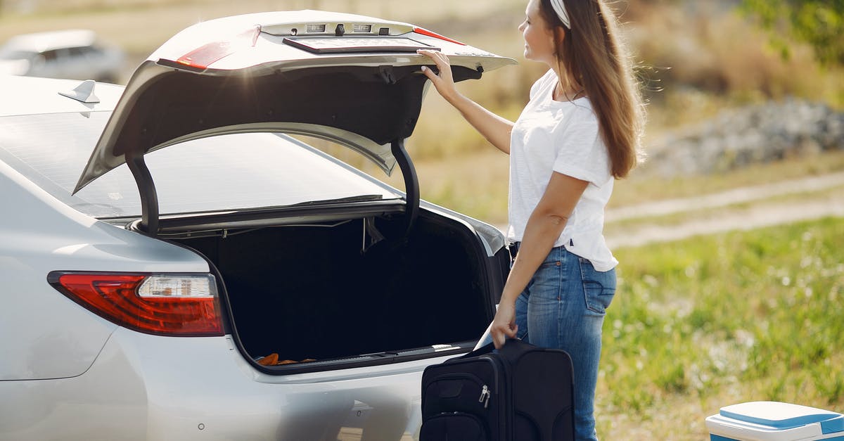 Why didn't more beasts escape when Newt's suitcase was open? - Side view of cheerful female traveler in headband and casual clothes putting luggage in open trunk of modern car while spending summer weekend in countryside