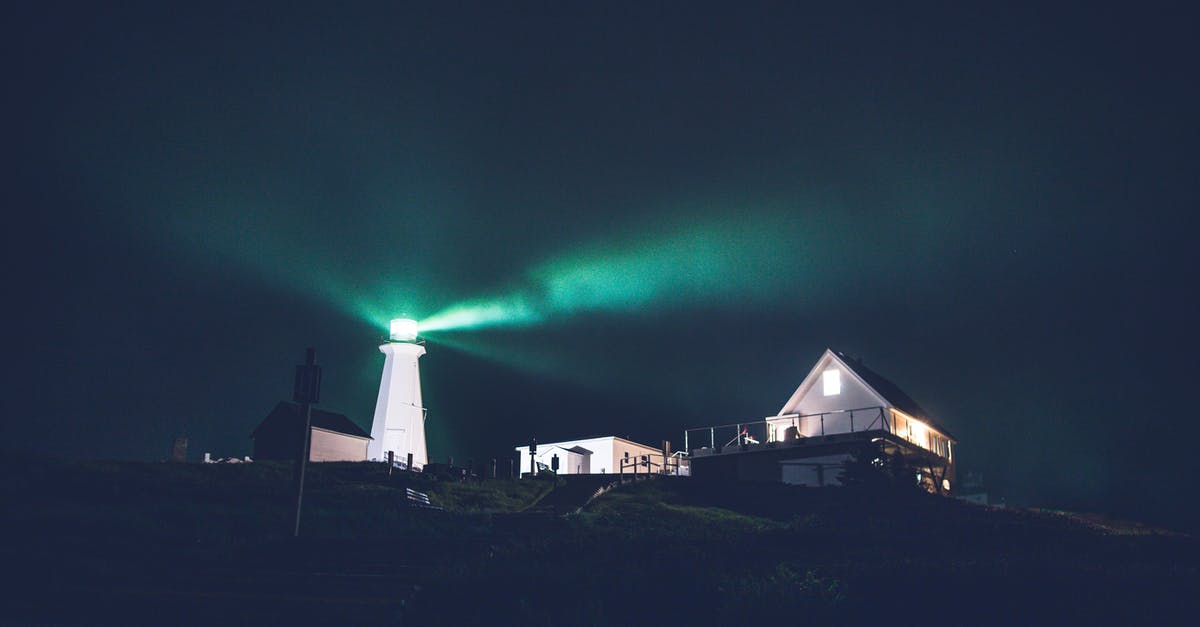 Why do all members use to go into Hill House at night time only? - Green lighthouse in dark night on hill