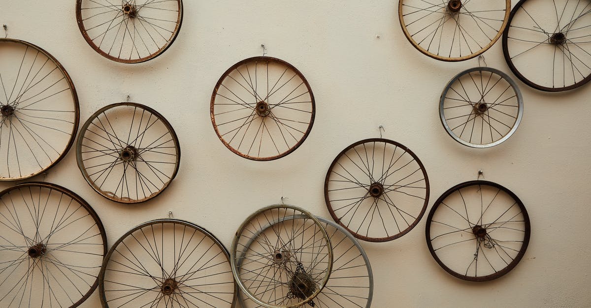 Why do the lead characters use different names? - Different shapes and sizes spoke wheels hanging on light wall