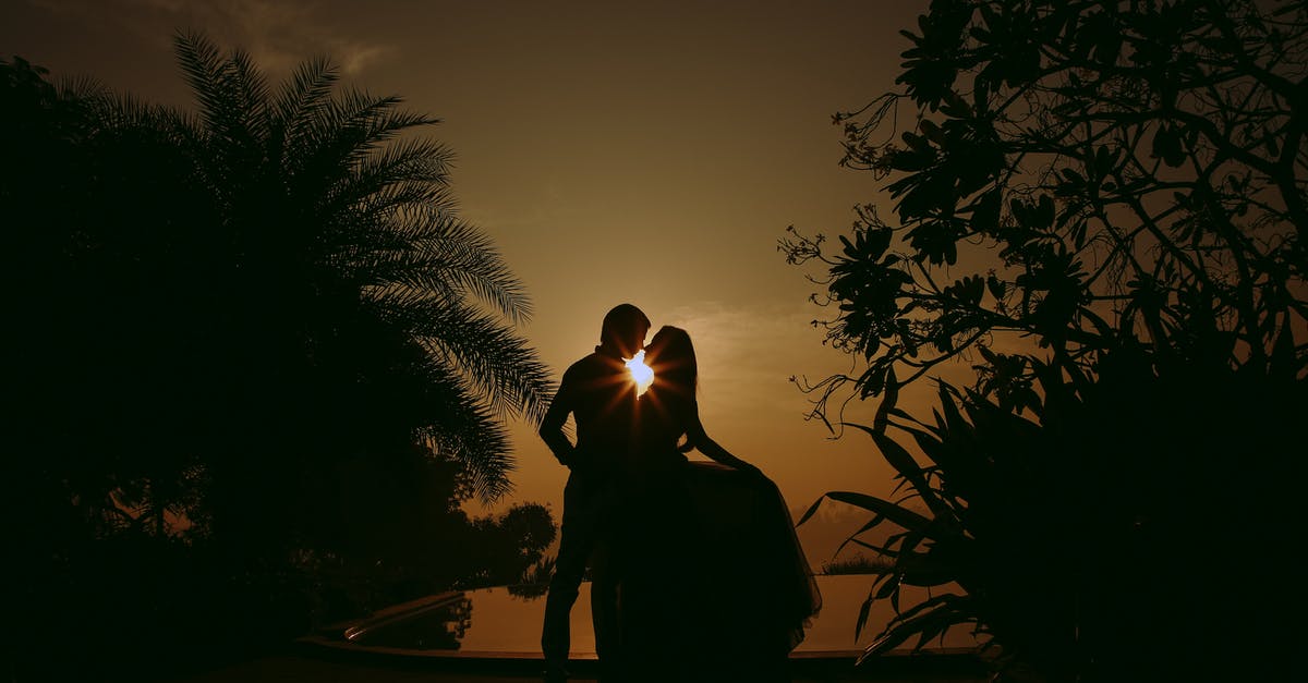Why is the expiry date revealed in 'Hang the DJ' even though only one side "pressed the button"? - Side view of charming couple standing near artificial reservoir embracing during sunset in tropical area