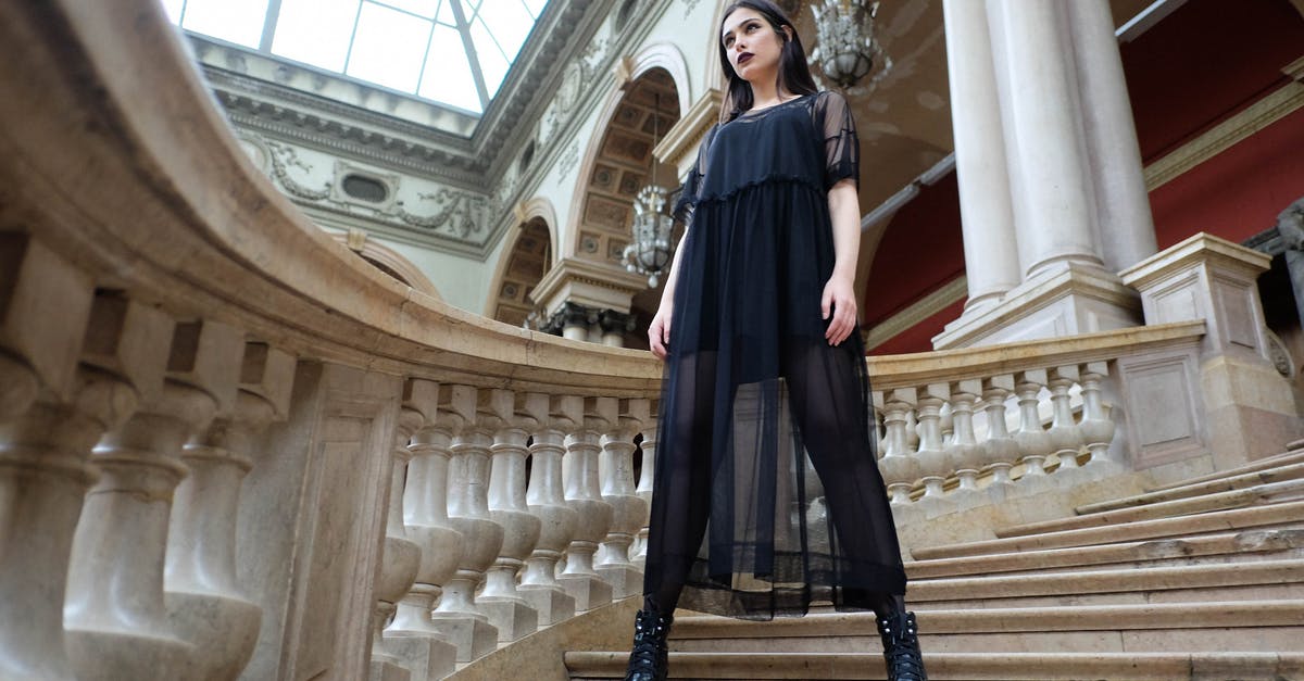 Why was Hannibal Lecter imprisoned in what appears to be a museum? - Stylish model in black wear on staircase in masonry building