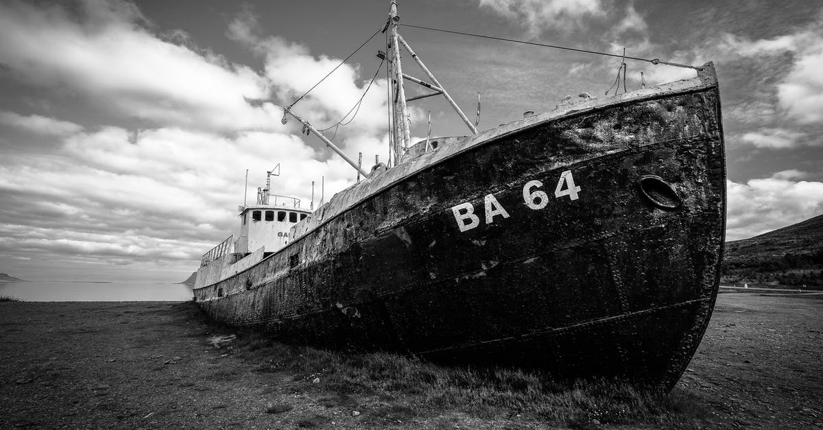 Why was it better to abandon the boat? - Grayscale Photography of Abandoned Cargo Ship on Field