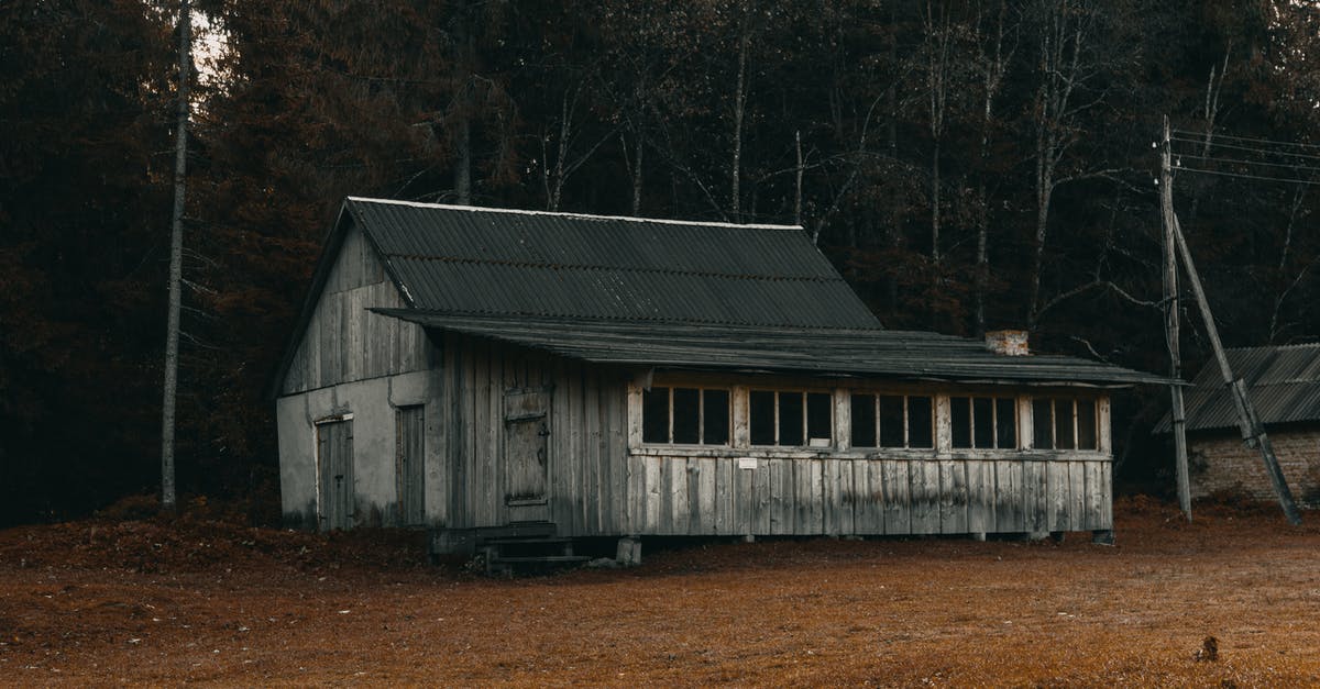 Why was the broken house in forest fixed and what does it imply? - Wooden shabby barn in misty forest