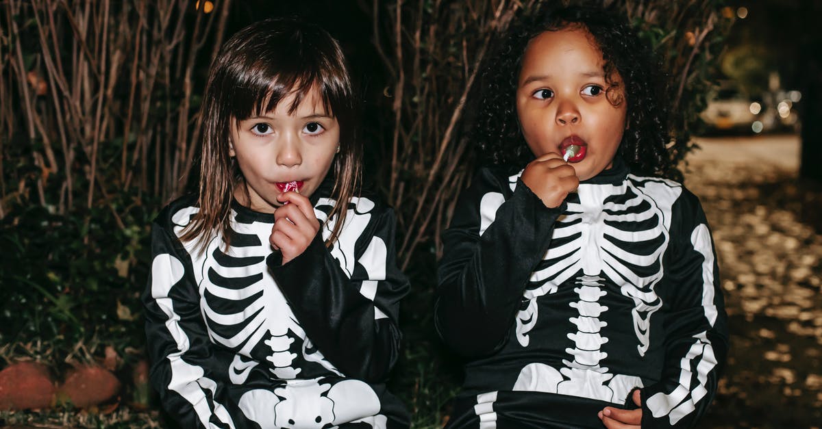 Why would Laura have an adamantium skeleton? - Positive little multiracial girls wearing traditional skeleton costumes and enjoying sweet stick candies while sitting on brick border in autumn park after playing Trick or Treat game