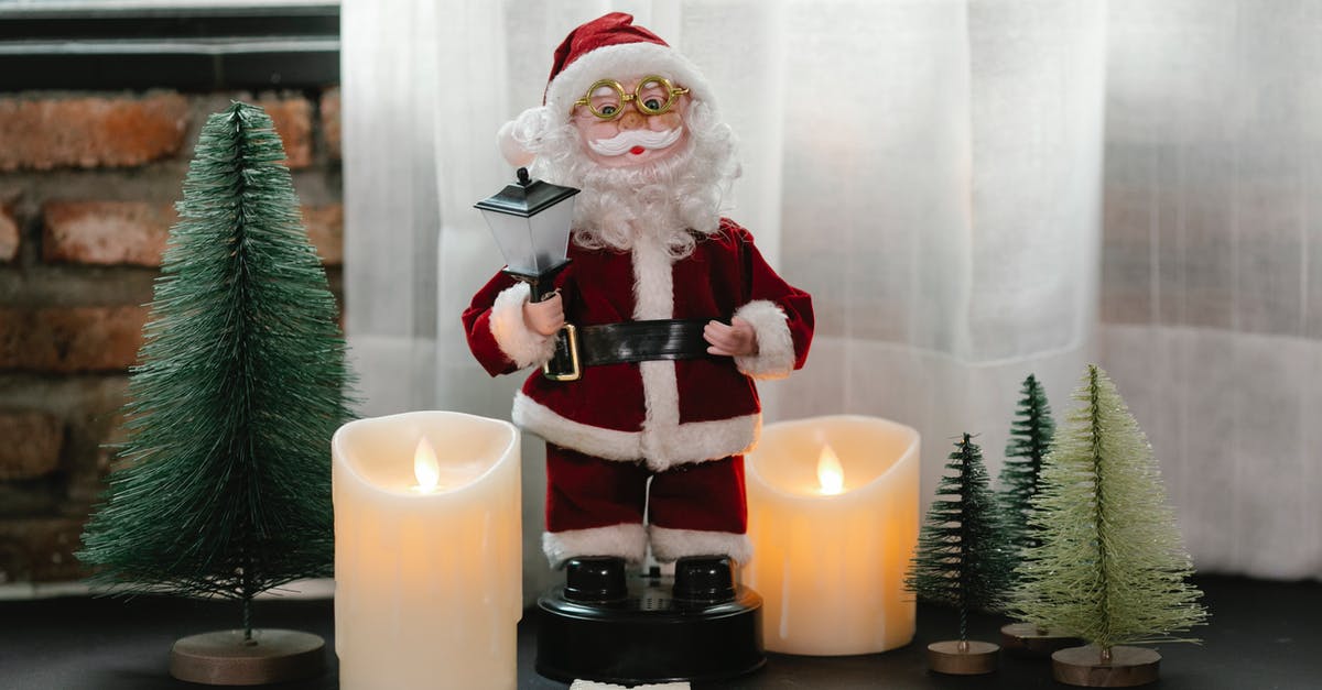 Wrong use of the present tense in Russian Doll - Toy Santa Claus with candles and small fir trees for Christmas